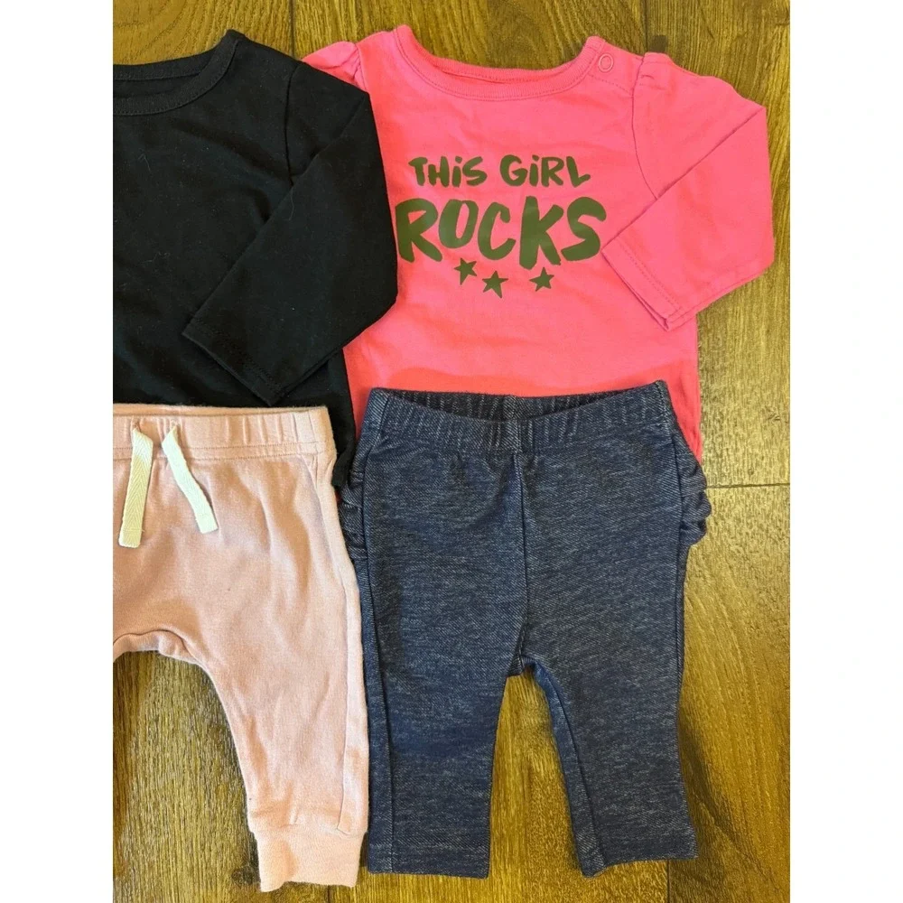 Baby Girl Clothes 0/3 Months Pants Bodysuits Shirts Outfits Long Sleeves‎ Peace